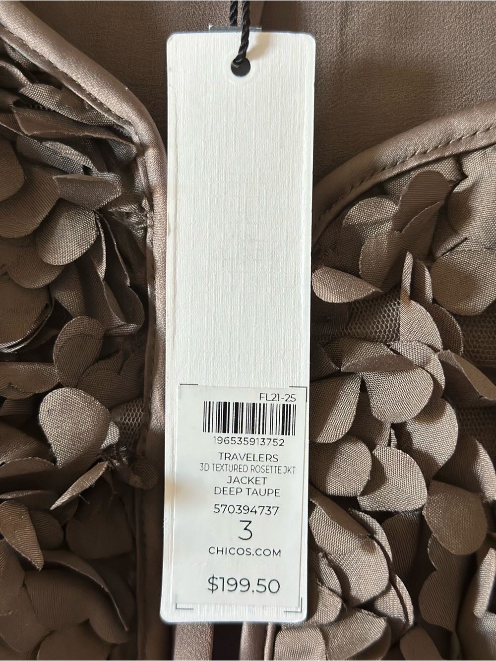Chico's Textured Rosette Jacket in Deep Taupe Brown - Picture 5 of 9